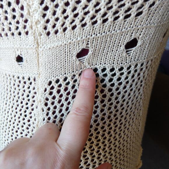 Repaired Lightweight Knit Top Swim Cover M / L long bell sleeve Hi-Lo upcycled - Picture 13 of 15